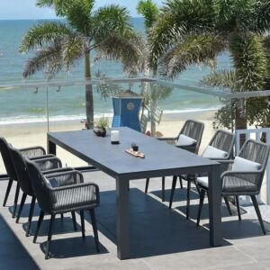 Premium Outdoor Aluminum Alloy Dining Table with Stone Top