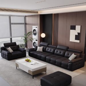 High-Back Lawrence Sofa Italian Light Luxury Leather Sofa