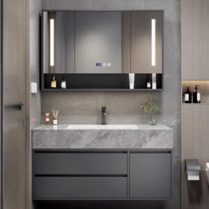 Seamless Integrated Stone Basin Smart Bathroom Cabinet