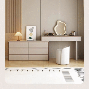 Solid wood dressing table and mirror